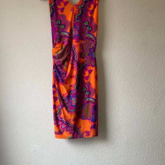 Lauren Ralph Lauren Paisley Faux Wrap Dress boho Orange Multicolor Size 10 - Picture 9 of 9